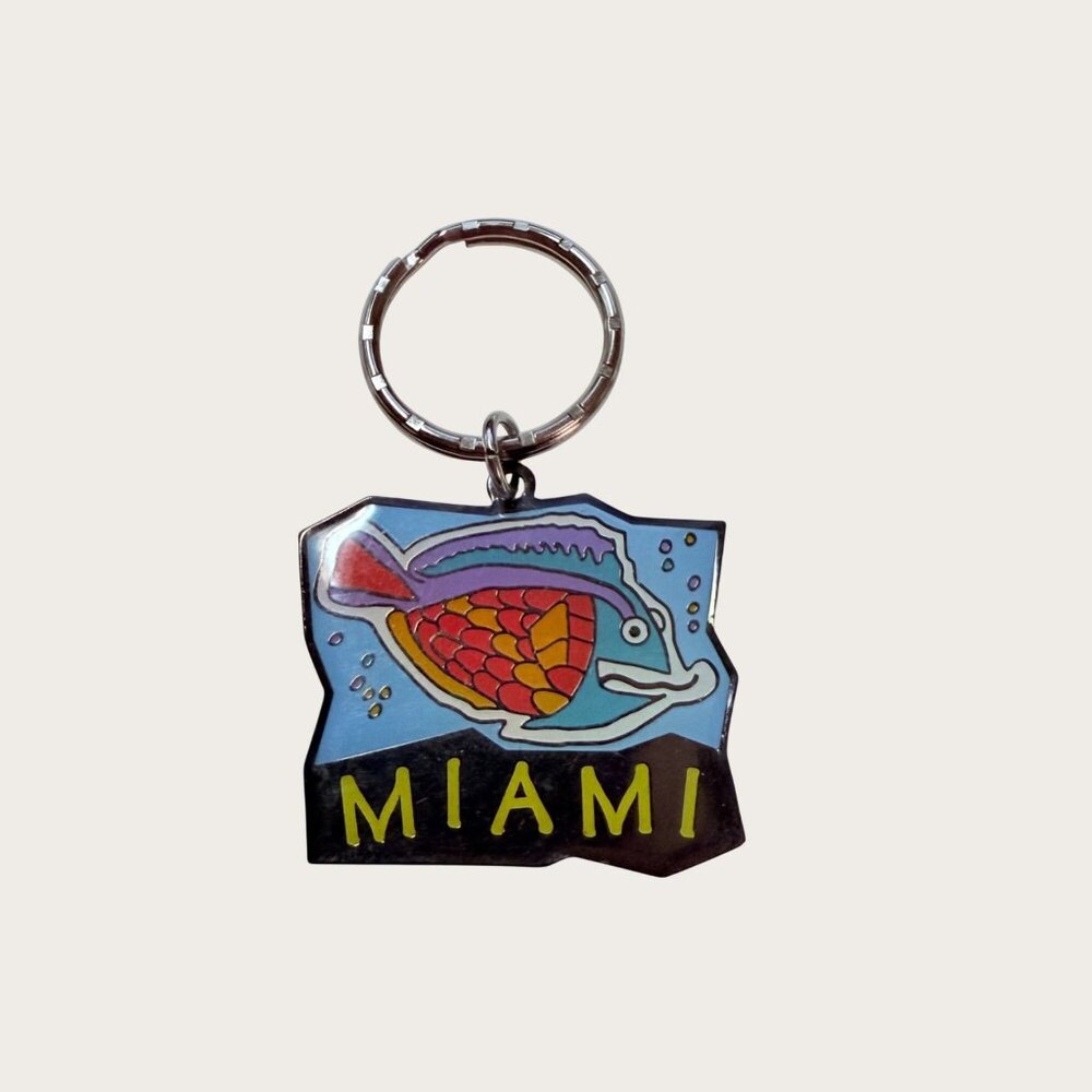 Vintage 1990s Miami Souvenir Keychain Fish Design Pinnacle Designs Metal
